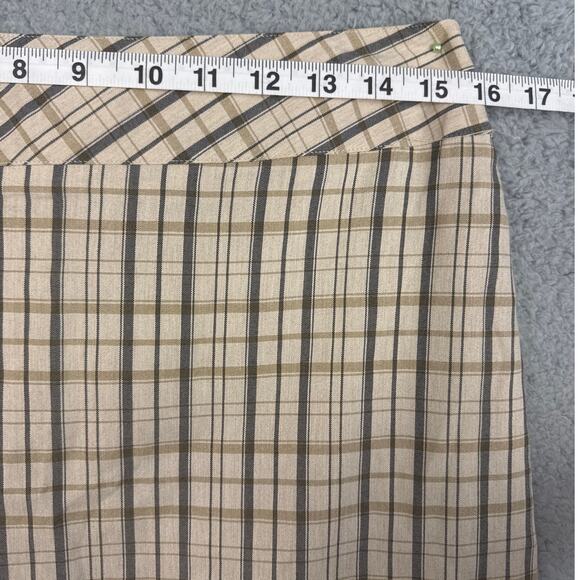 Emanuel Ungaro Linen Blend Plaid Mini Skirt Size 12 Designer Preppy Minimalism - Picture 3 of 7
